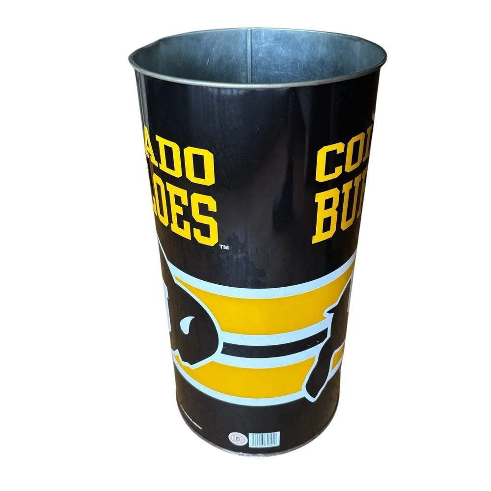 RARE‎ Vintage 1980s Colorado Buffaloes Metal Garbage Trash Can 19.5